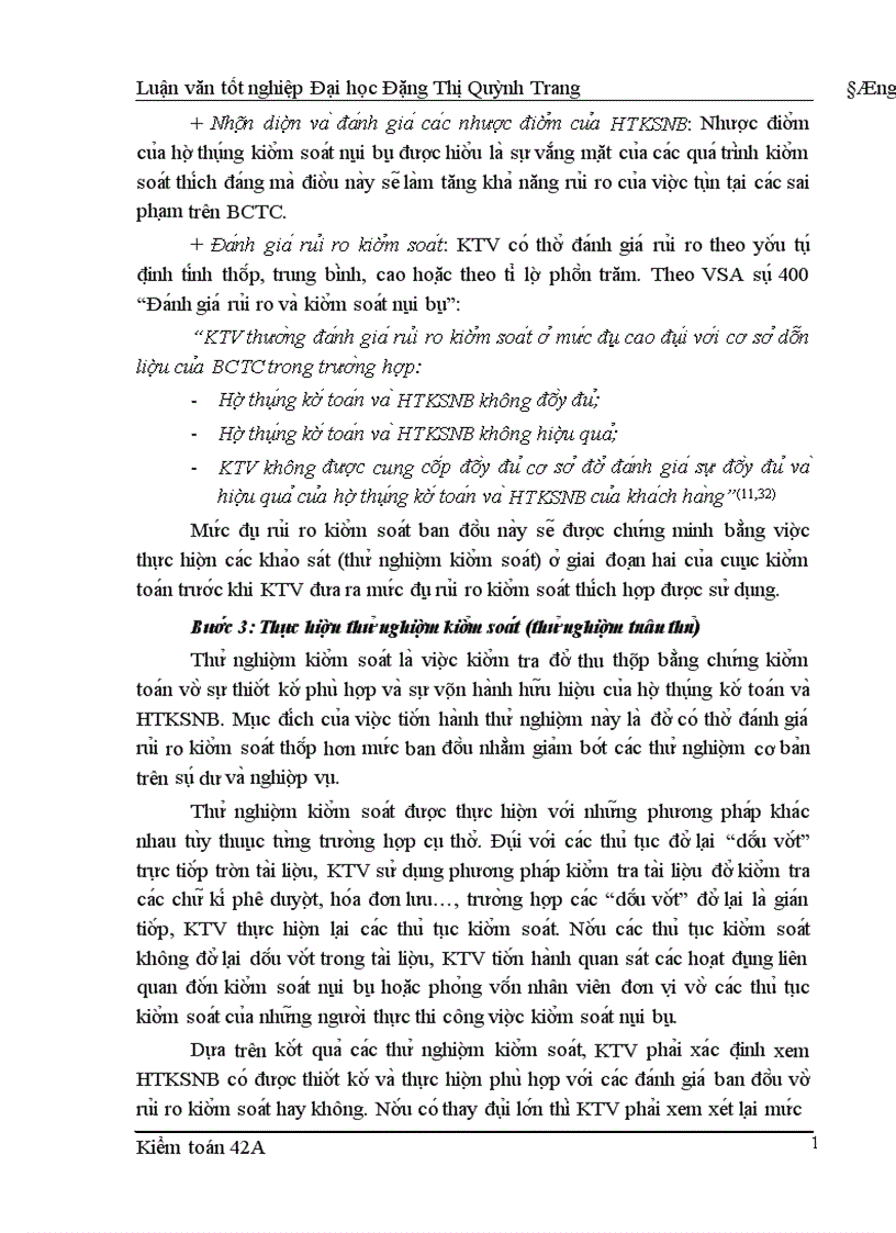 image for page Hoa n thiê n quy tri nh đa nh gia tro ng yê u va ru i ro kiê m toa n trong kiê m toa n BCTC do Công ty cô phâ n Kiê m toa n va Tư vâ n thư c hiê n