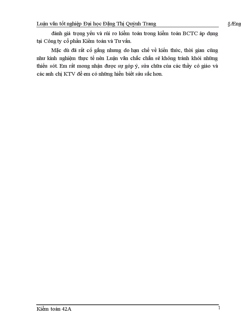 image for page Hoa n thiê n quy tri nh đa nh gia tro ng yê u va ru i ro kiê m toa n trong kiê m toa n BCTC do Công ty cô phâ n Kiê m toa n va Tư vâ n thư c hiê n