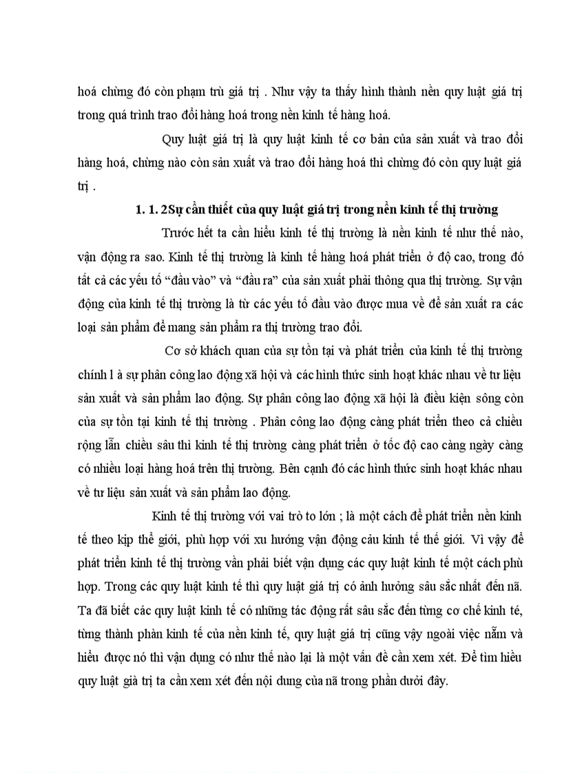 quy luật giá trị và vai trò của nó trong nền kinh tế thị trường ở nước ta hiện nay 1