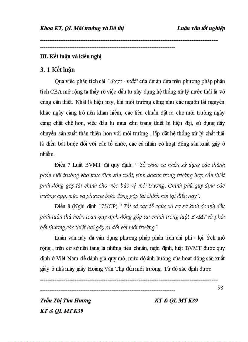 image for page Sử dụng phương pháp phân tích chi phí lợi ích mở rộng để đánh giá hiệu quả việc xây dựng hệ thống xử lí nước thải của nhà máy giấy Hoàng Văn Thụ