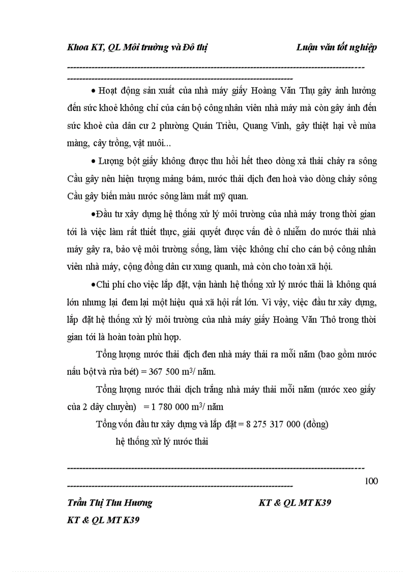 image for page Sử dụng phương pháp phân tích chi phí lợi ích mở rộng để đánh giá hiệu quả việc xây dựng hệ thống xử lí nước thải của nhà máy giấy Hoàng Văn Thụ