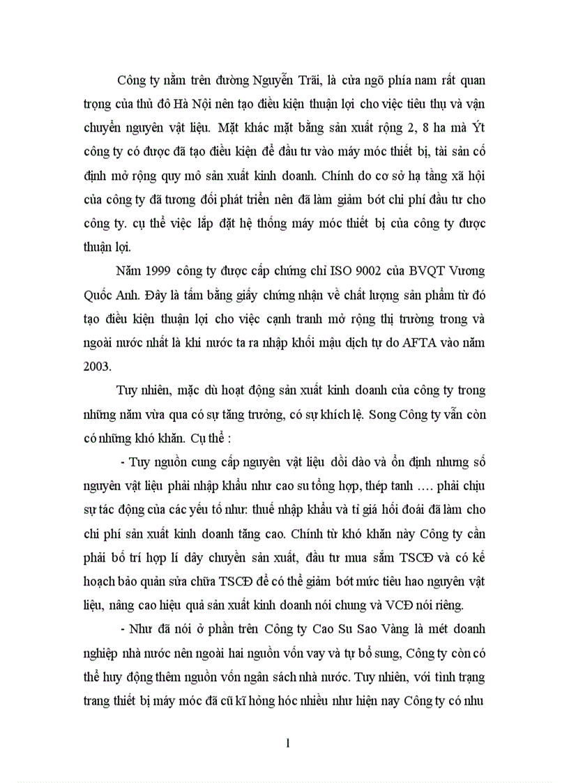 image for page Một số giải pháp chủ yếu nhằm góp phần nâng cao hiệu quả sử dụng vốn cố định ở Công ty Cao Su Sao Vàng 1