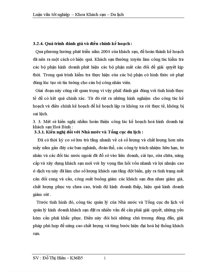 image for page Hoàn thiện công tác kế hoạch hoá hoạt động kinh doanh tại khách sạn Hoà Bình