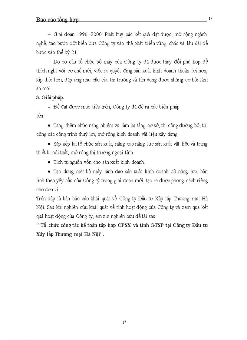 image for page Báo cáo tổng hợp tại Công ty Đầu tư xây lắp Thương mại Hà nội