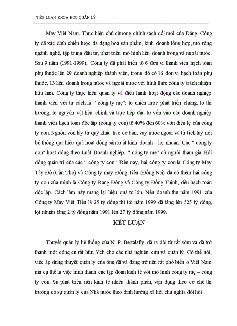 image for page Thuyết quản lý hệ thống của N P Bertalafly và sự vận dụng ở các doanh nghiệp Việt Nam