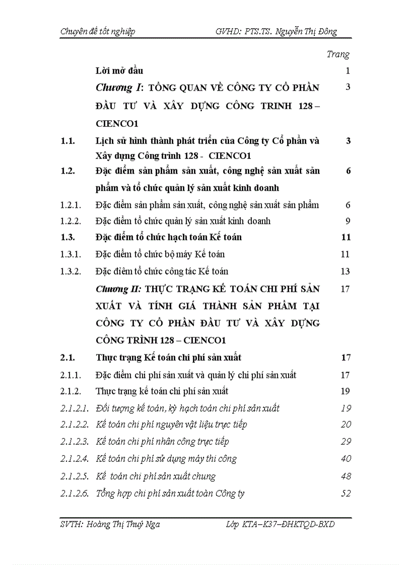 image for page Kế toán chi phí sản xuất và tính giá thành sản phẩm xây lắp tại Công ty cổ phần đầu tư và xây dựng công trình 128 CIenco1