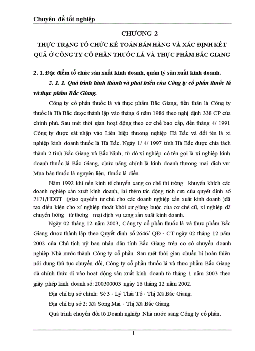 image for page Tổ chức kế toán bán hàng và xác định kết quả bán hàng ở công ty cổ phần thuốc lá và chế biến thực phẩm Bắc Giang 1