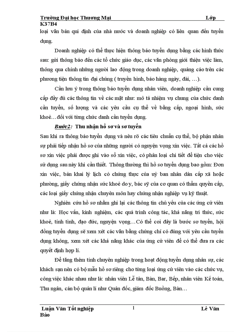 image for page Hoàn thiện công tác tuyển dụng bố trí và sử dụng nhân sự tại công ty khách sạn du lịch Kim Liên