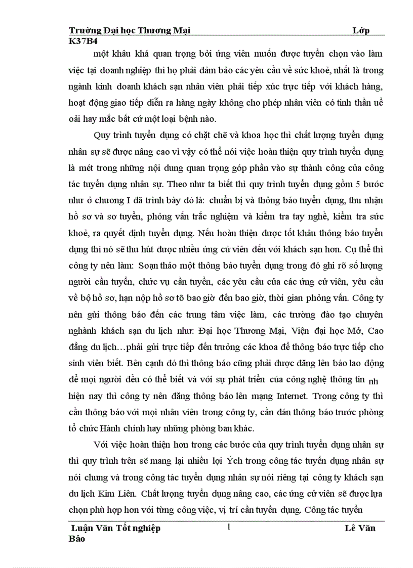 image for page Hoàn thiện công tác tuyển dụng bố trí và sử dụng nhân sự tại công ty khách sạn du lịch Kim Liên