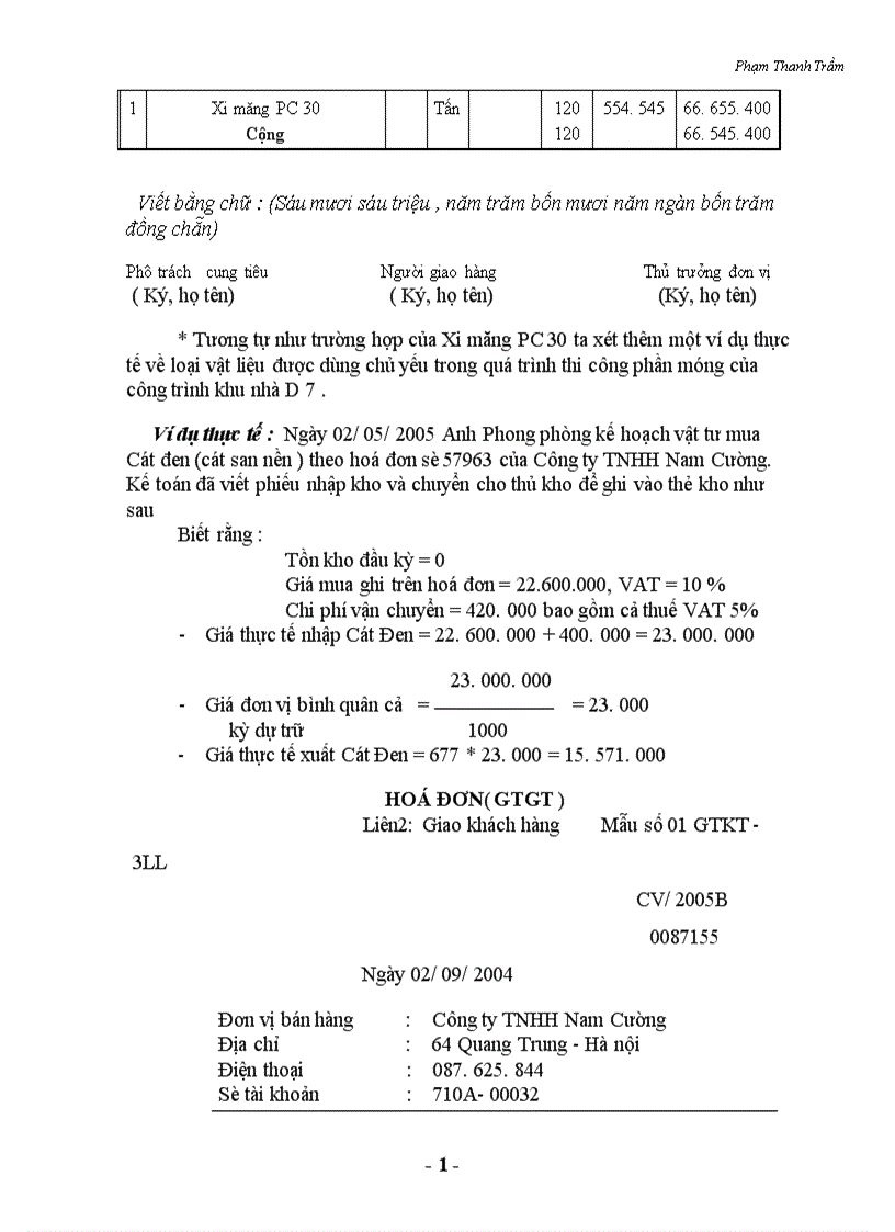 image for page Hạch toán kế toán vật liệu tại Công ty TNHH Bảo Yến 1