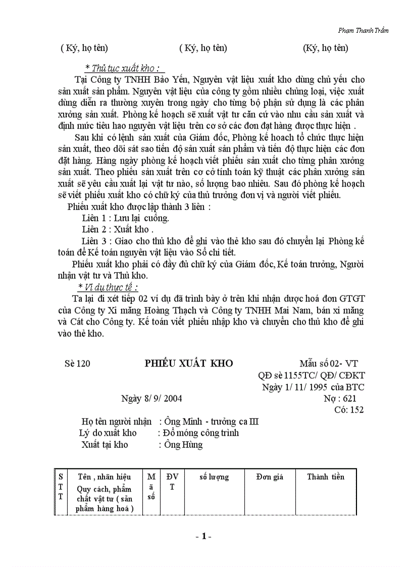 image for page Hạch toán kế toán vật liệu tại Công ty TNHH Bảo Yến 1