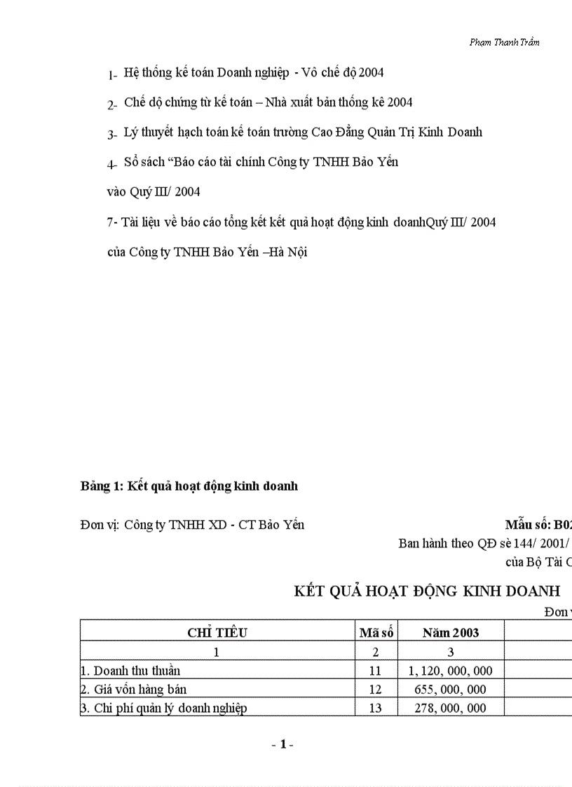 image for page Hạch toán kế toán vật liệu tại Công ty TNHH Bảo Yến 1