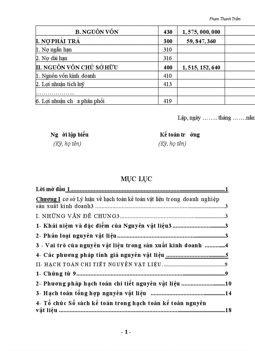 image for page Hạch toán kế toán vật liệu tại Công ty TNHH Bảo Yến 1
