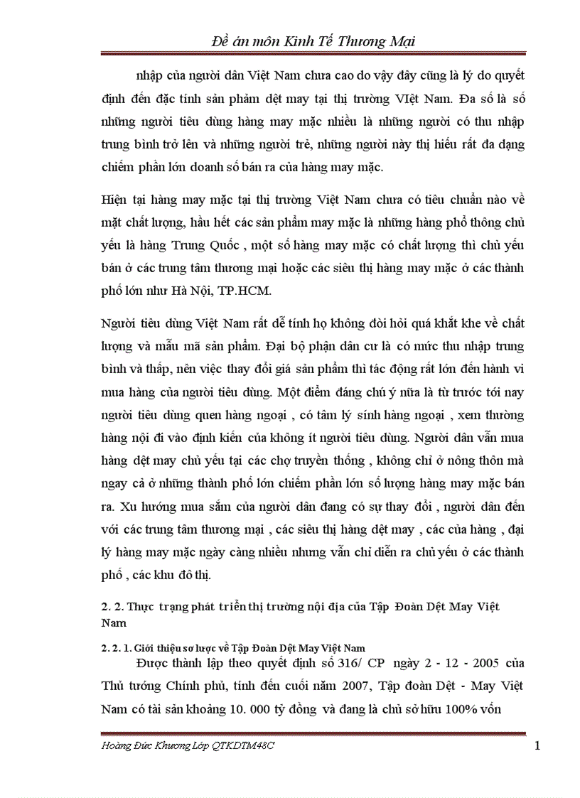 image for page Phát triển thị trường nội địa của Tập Đoàn Dệt May Việt Nam Vinatex