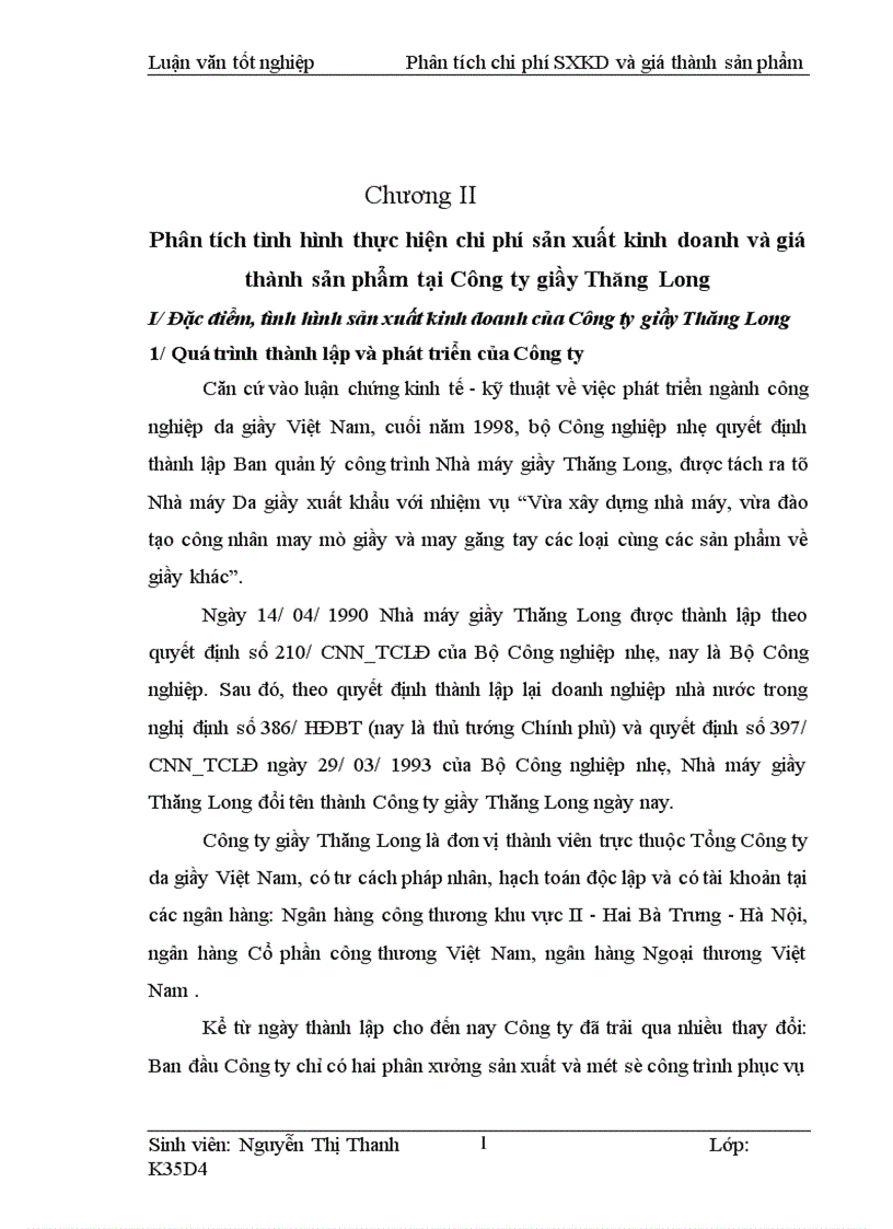 image for page Phân tích tình hình thực hiện chi phí sản xuất kinh doanh và giá thành sản phẩm và các biện pháp góp phần tiết kiệm chi phí tại Công ty giầy Thăng Long
