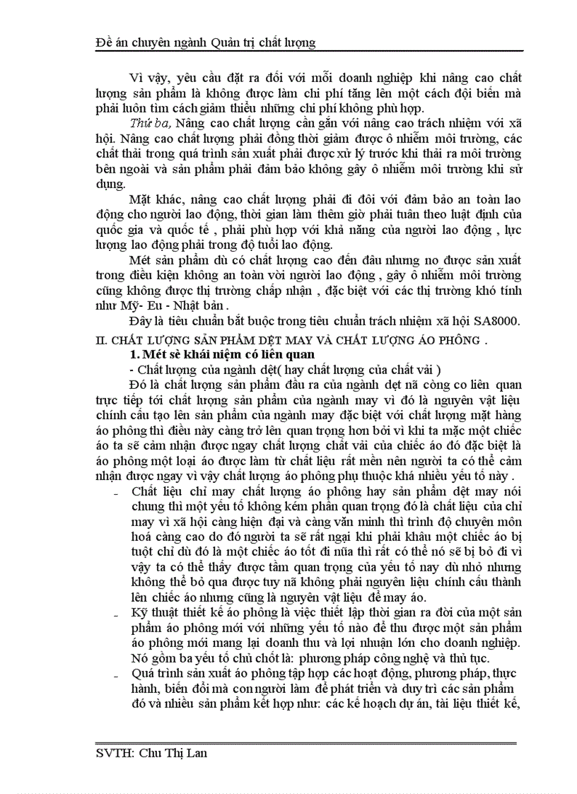 image for page Nghiên cứu khảo sát tình hình chất lượng sản phẩm áo phông tại Tổng công ty may Việt Nam 1