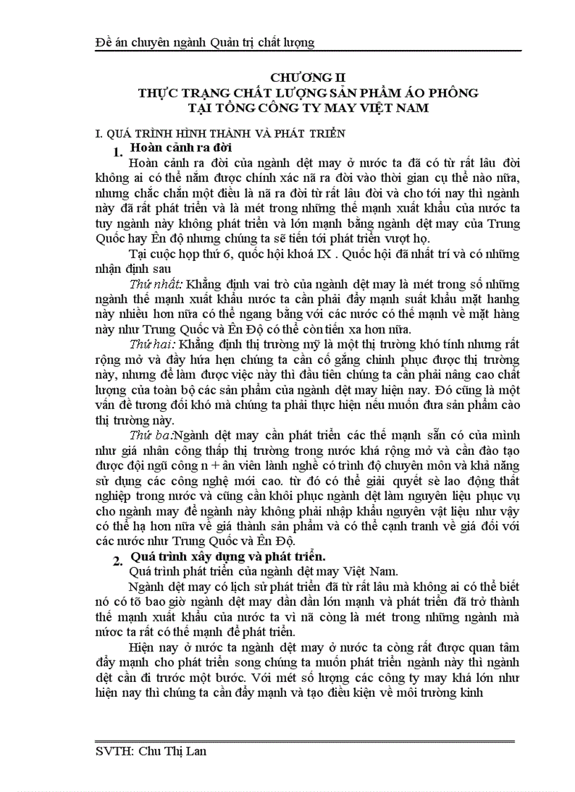image for page Nghiên cứu khảo sát tình hình chất lượng sản phẩm áo phông tại Tổng công ty may Việt Nam 1