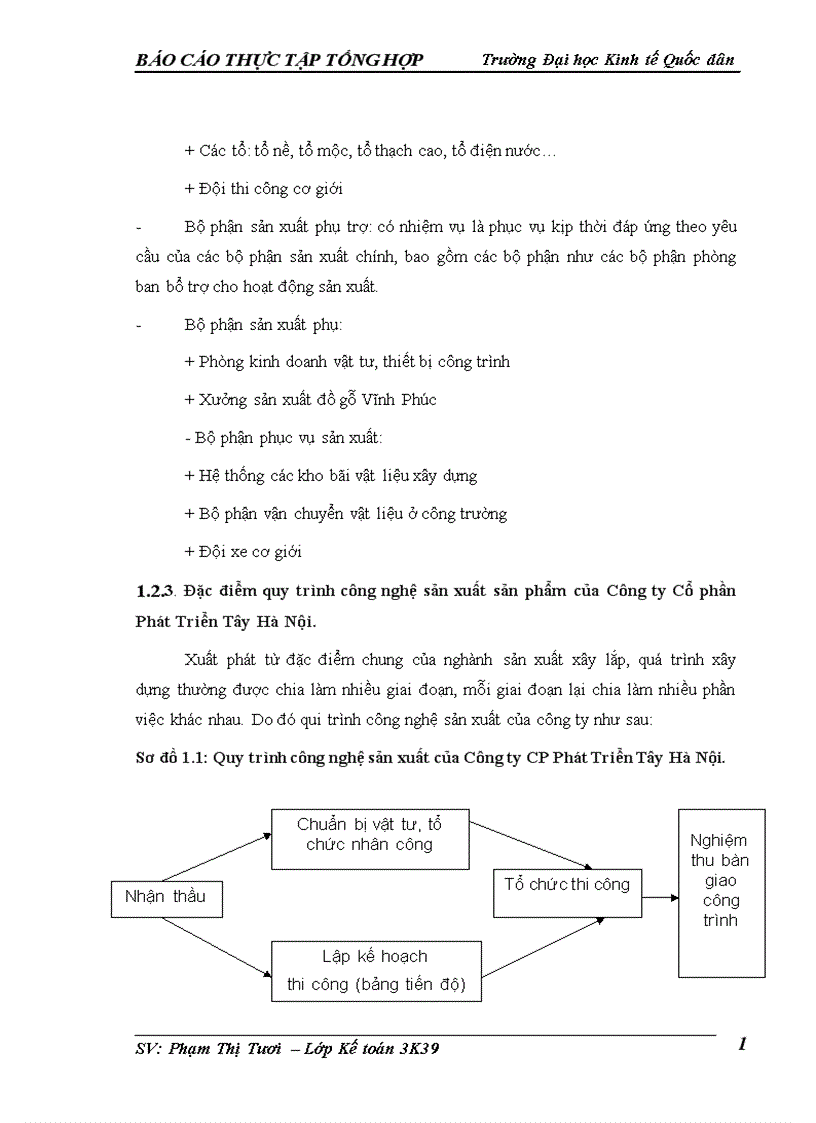 image for page Kế toán chi phí sản xuất và tính giá thành sản phẩm của Công ty cổ phần Phát Triển Tây Hà Nội