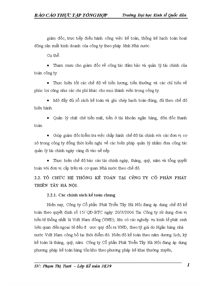image for page Kế toán chi phí sản xuất và tính giá thành sản phẩm của Công ty cổ phần Phát Triển Tây Hà Nội