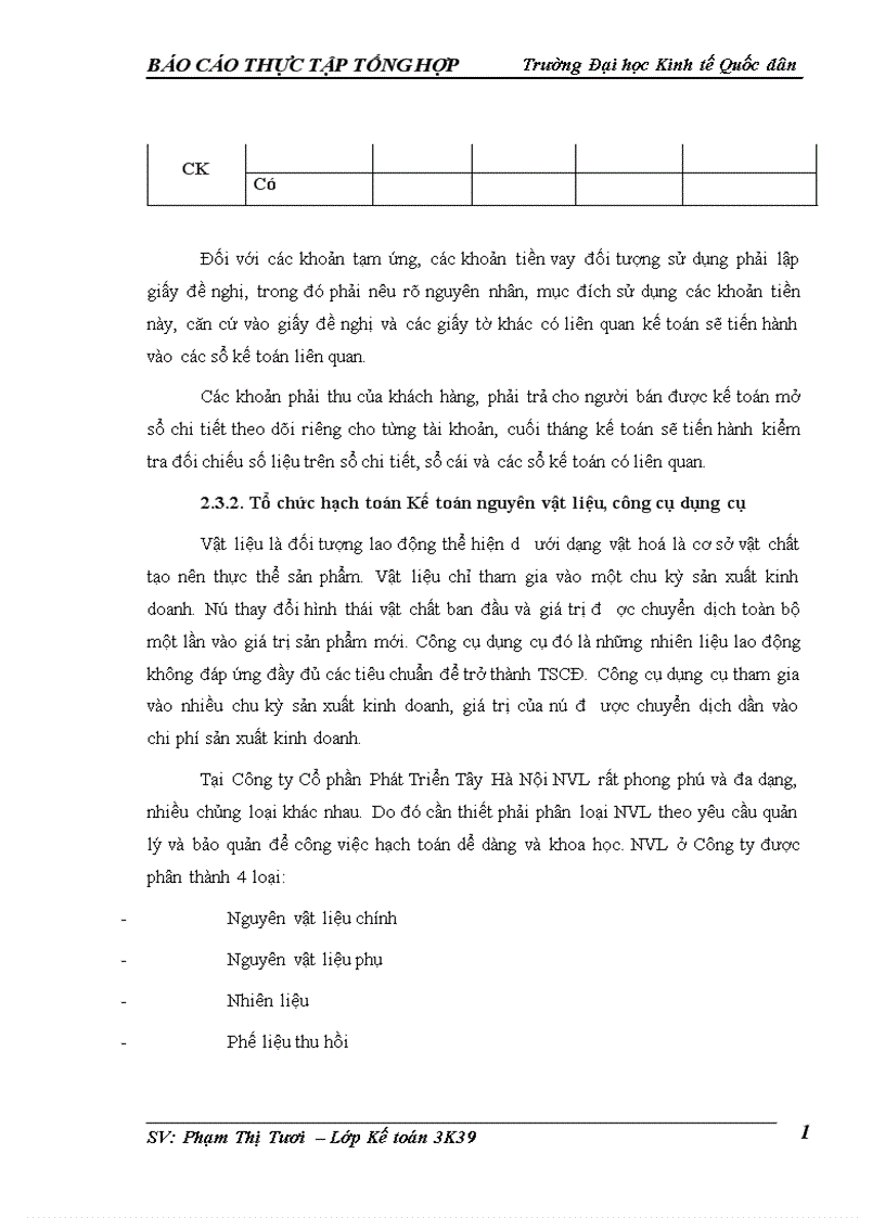 image for page Kế toán chi phí sản xuất và tính giá thành sản phẩm của Công ty cổ phần Phát Triển Tây Hà Nội