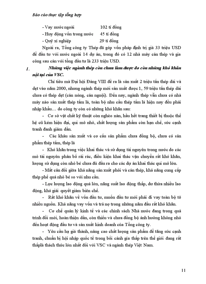 image for page Báo cáo thực tập tổng hợp tổng công ty thép việt nam