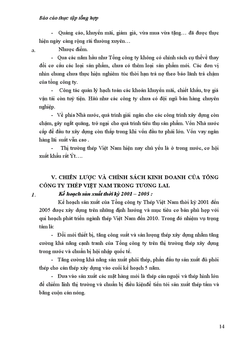 image for page Báo cáo thực tập tổng hợp tổng công ty thép việt nam