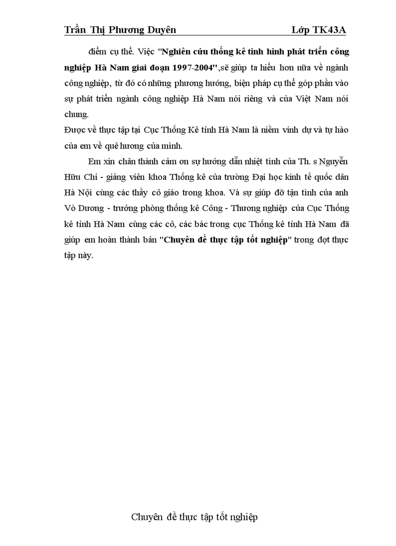 Nghiên cứu thống kê tình hình phát triển công nghiệp Hà Nam giai đoạn 1997 2004 1