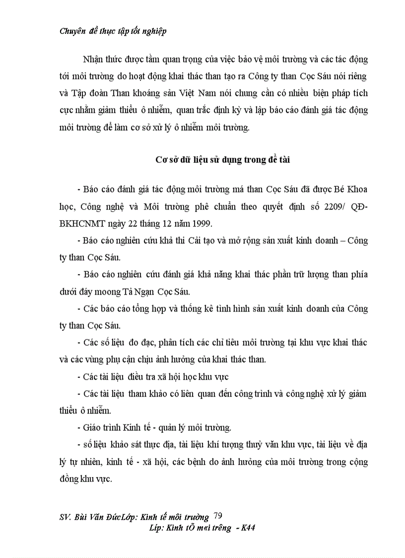 image for page Phân tích những tác động môi trường và đánh giá hiệu quả kinh tế môi trường của dự án cải tạo mở rộng khai thác kinh doanh than mỏ than Cọc Sáu 1
