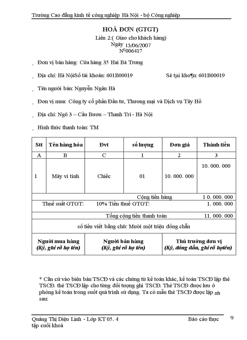 image for page Báo cáo thực tập tại Công ty cổ phần Đầu tư Thương Mại và Dịch vụ Tây Hồ 1