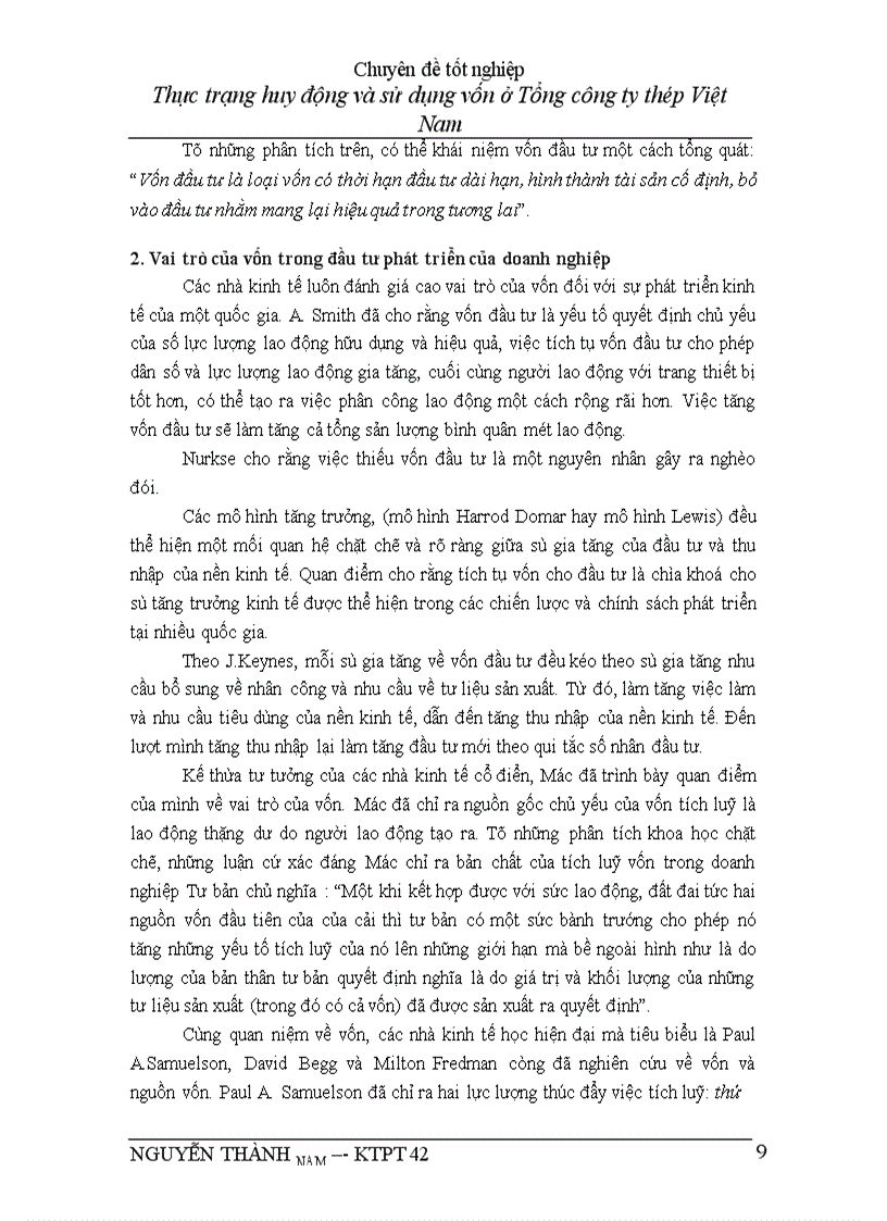 image for page Thực trạng huy động và sử dụng vốn ở Tổng ng ty thép Việt Nam Ngô Xuân Đắc ĐT B