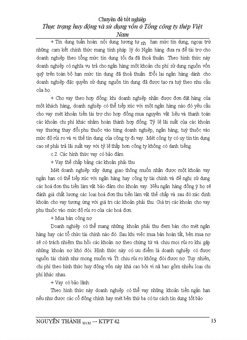 image for page Thực trạng huy động và sử dụng vốn ở Tổng ng ty thép Việt Nam Ngô Xuân Đắc ĐT B