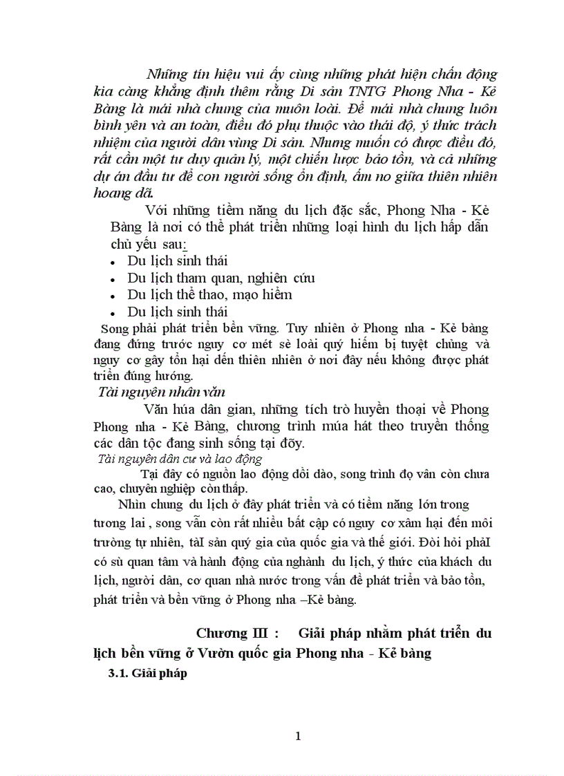 image for page Phương hướng và giải pháp nhằm phát triển du lịch bền vững ở Vườn quốc gia Phong nha Kẻ bàng