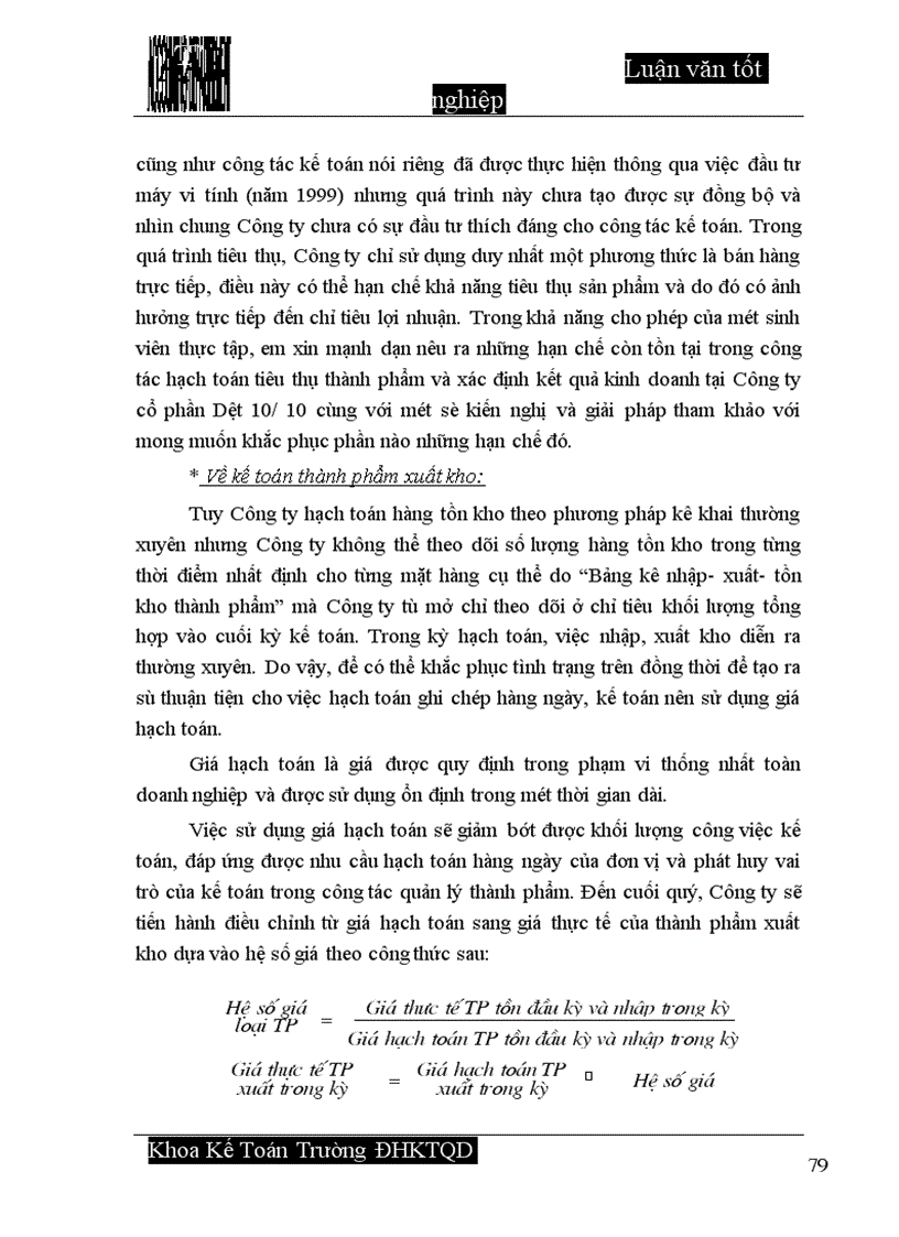 image for page Hoàn thiện công tác hạch toán tiêu thụ thành phẩm và xác định kết quả tiêu thụ tại Công ty cổ phần Dệt 10 10