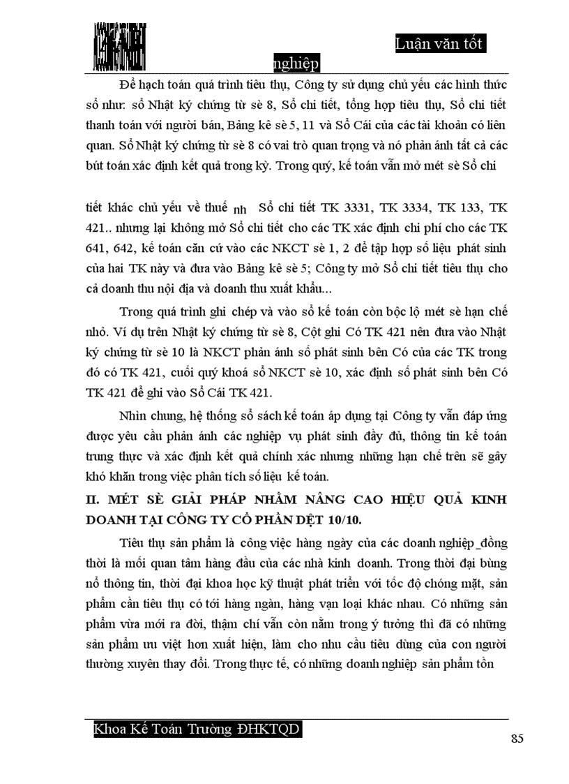 image for page Hoàn thiện công tác hạch toán tiêu thụ thành phẩm và xác định kết quả tiêu thụ tại Công ty cổ phần Dệt 10 10