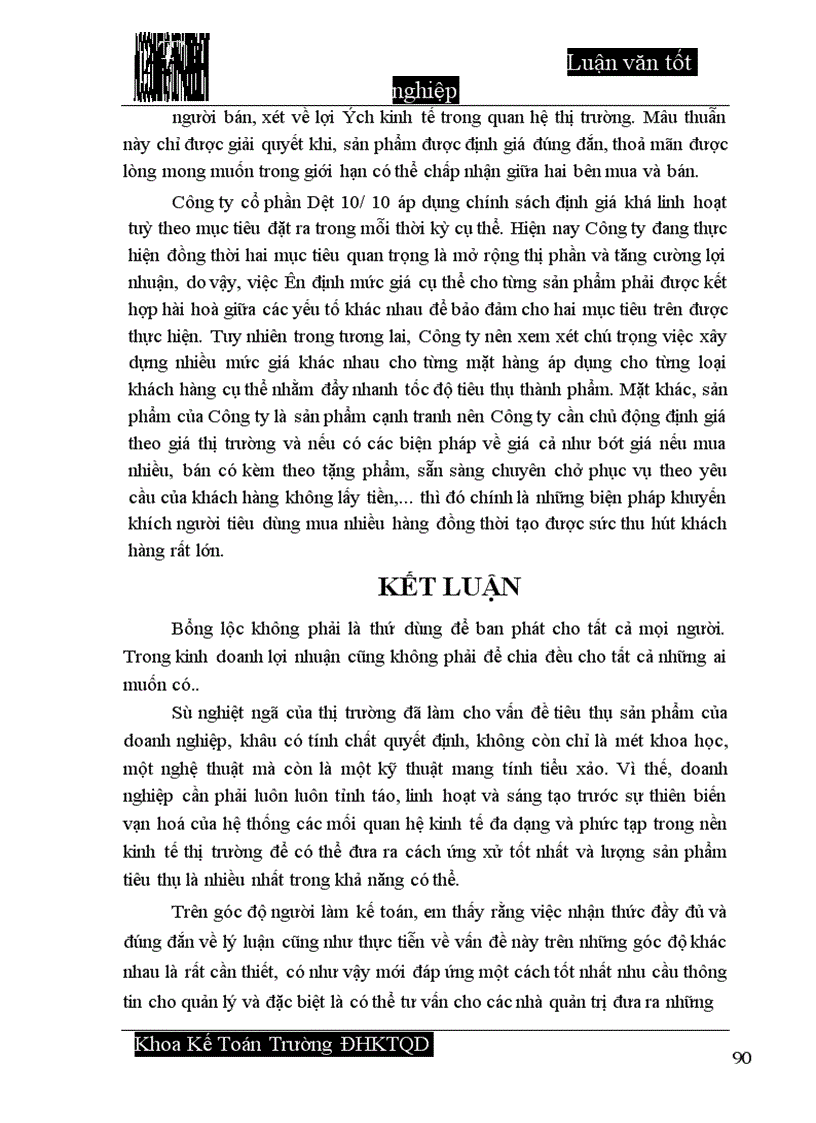 image for page Hoàn thiện công tác hạch toán tiêu thụ thành phẩm và xác định kết quả tiêu thụ tại Công ty cổ phần Dệt 10 10