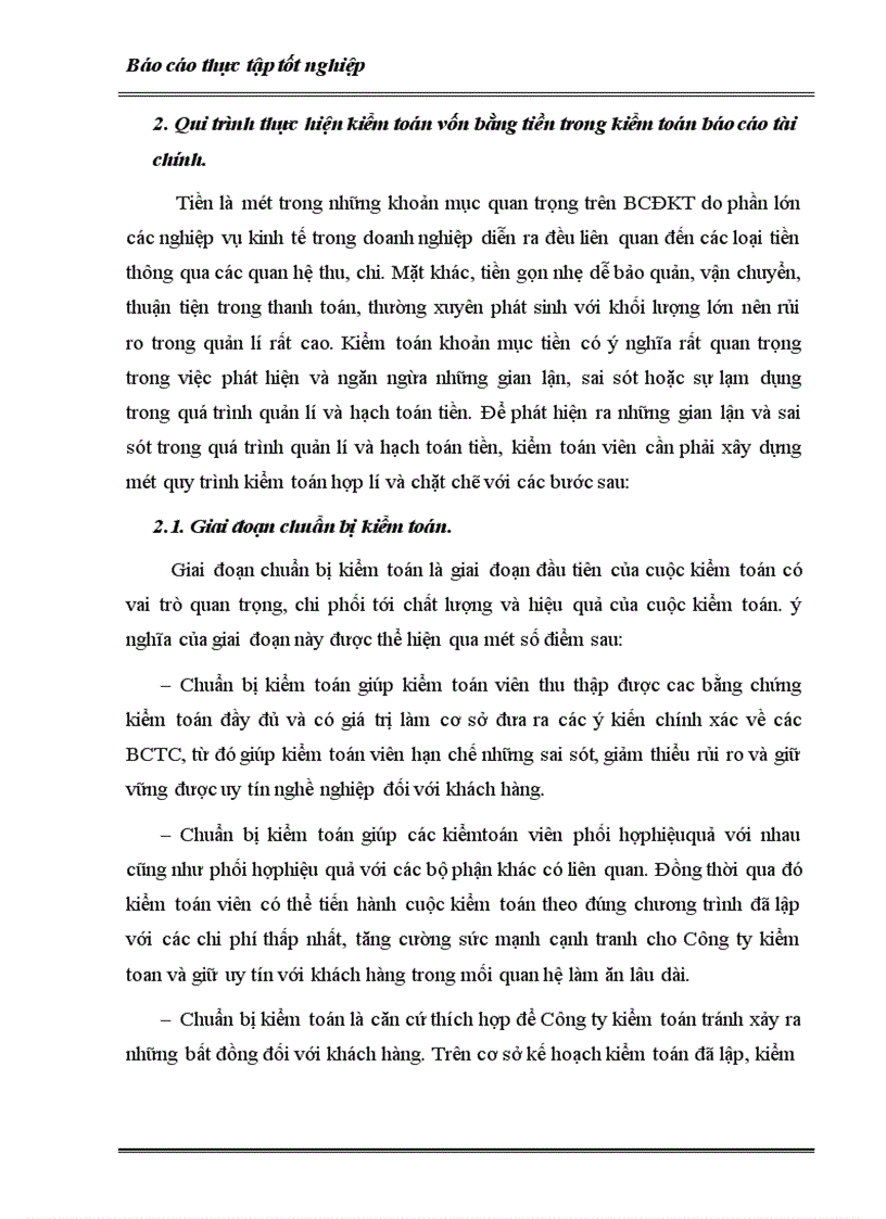 image for page Trình tự kiểm toán Vốn bằng tiền trong kiểm toán BCTC thực hiện tại công ty kiểm toán VAE 1