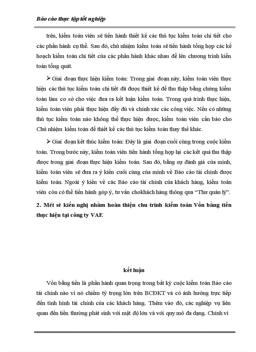 image for page Trình tự kiểm toán Vốn bằng tiền trong kiểm toán BCTC thực hiện tại công ty kiểm toán VAE 1
