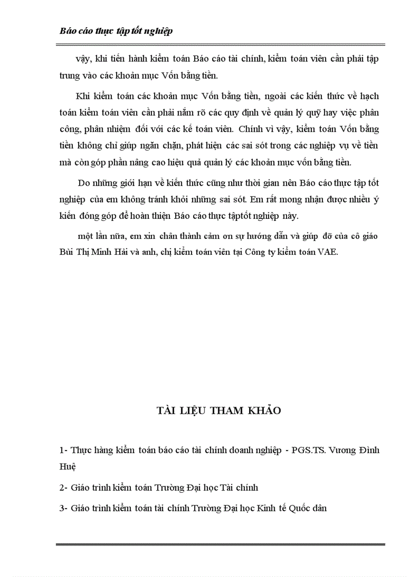 image for page Trình tự kiểm toán Vốn bằng tiền trong kiểm toán BCTC thực hiện tại công ty kiểm toán VAE 1