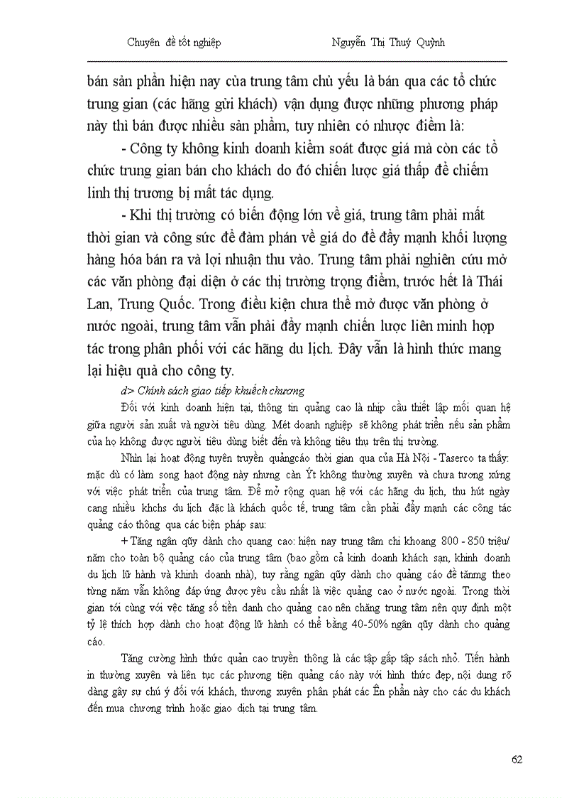 image for page Một số giải pháp nhằm phát triển hoạt động kinh doanh lữ hành quốc tế tại Công ty Du lịch Hà Nội Toserco 1