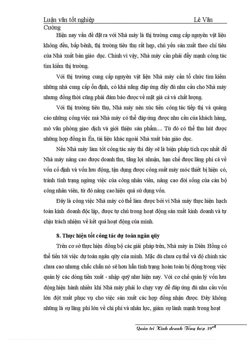 image for page Một số giải pháp nâng cao hiệu qủa sử dụng vốn ở Nhà máy in Diên Hồng Nhà xuất bản Giáo dục