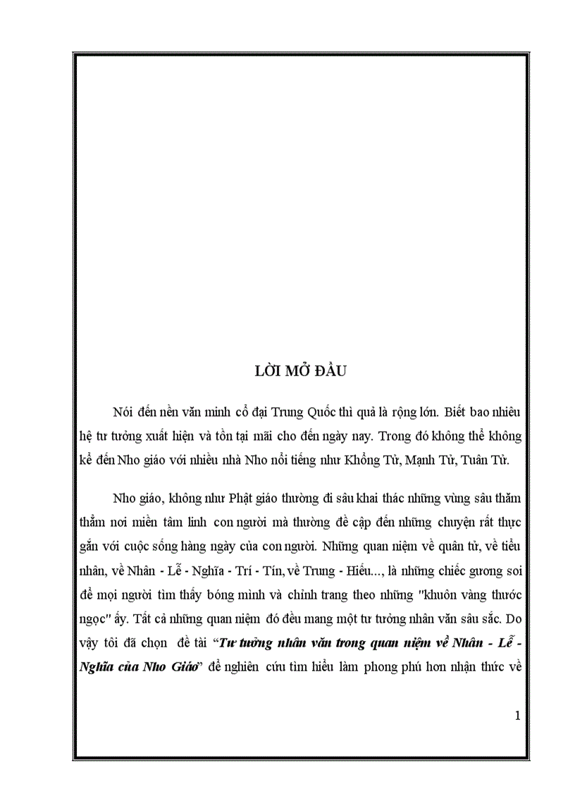 image for page Tư tưởng nhân văn trong quan niệm về Nhân Lễ Nghĩa của Nho Giáo