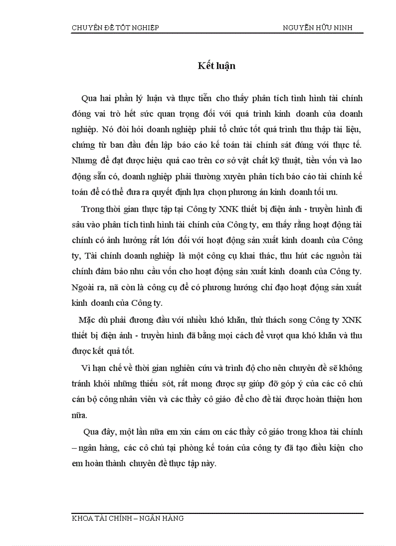 image for page Phân tích tình hình tài chính thông qua hệ thống báo cáo tài chính kế toán và các biện pháp nâng cao hiệu quả sử dụng vốn kinh doanh tại Công ty XNK Thiết bị điện ảnh truyền hình 1