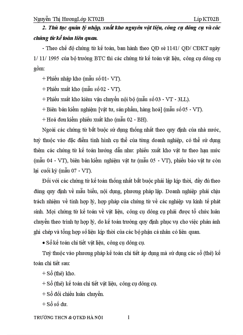 image for page Thực hiện công tác kế toán nguyên vật liệu công cụ dụng cụ tại Công ty xây dựng thuỷ lợi Hà Nam 1
