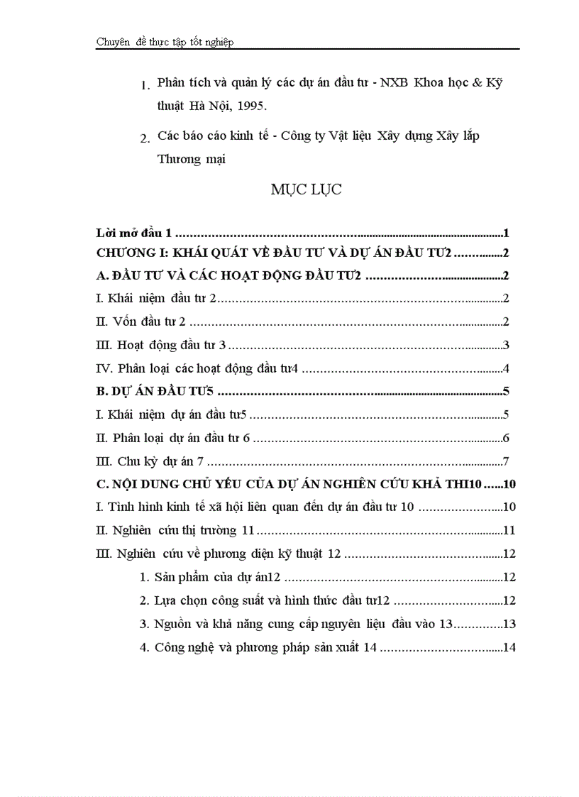 image for page Phân tích dự án đầu tư xây dựng tổ hợp sản xuất bê tông thương phẩm và bê tông đúc sẵn của Công ty vật liệu xây dựng và xây lắp thương mại Bộ thương mại