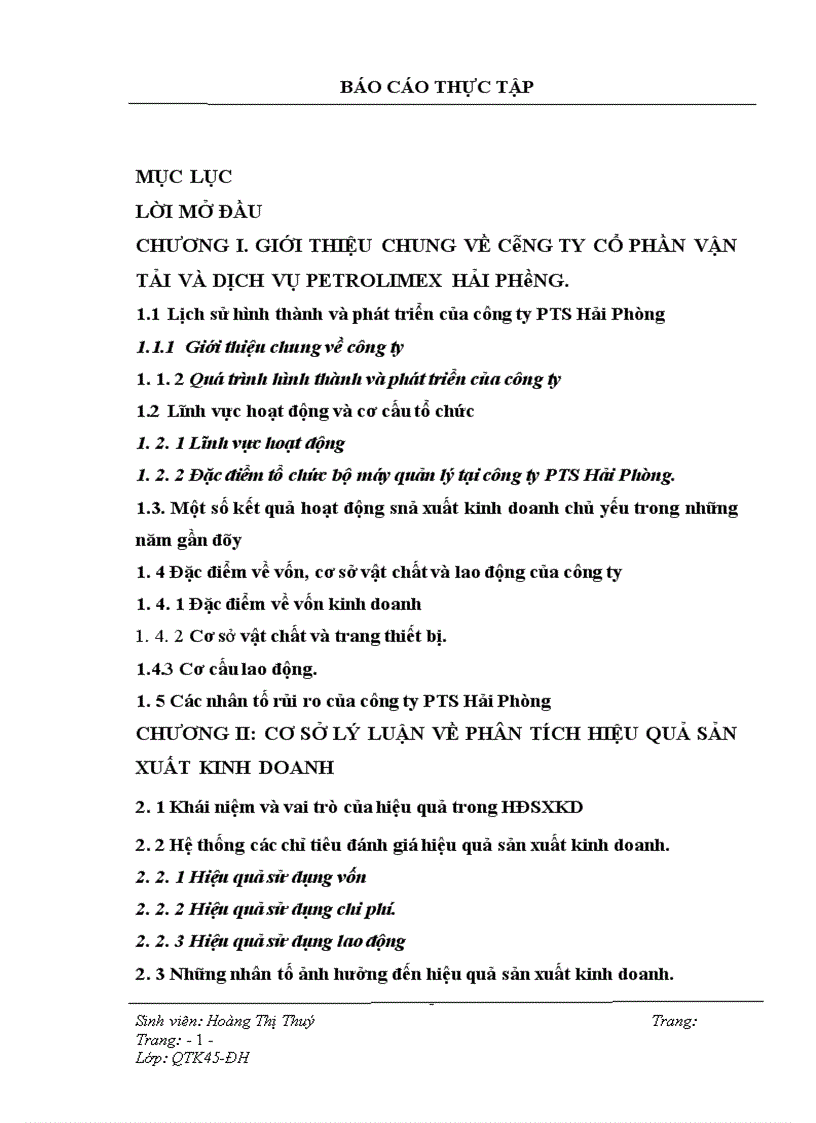 image for page Phân tích hiệu quả hoạt động sản xuất kinh doanh và biện pháp nâng cao hiệu quả sản xuất kinh doanh của Công ty CP vận tải và dịch vụ Petrolimex Hải Phòng