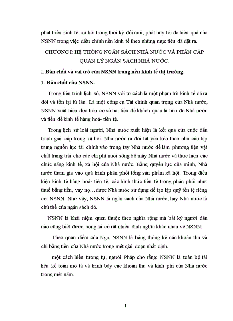 Những bất cập và giải pháp hoàn thiện chế độ phân cấp quản lý NSNN ở Việt nam trong điều kiện hiện nay 1