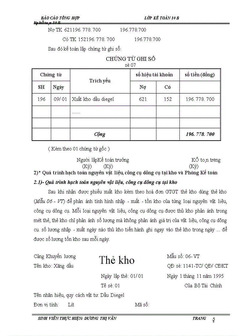 image for page Báo cáo tổng hợp kế toán tại Cảng Khuyến Lương