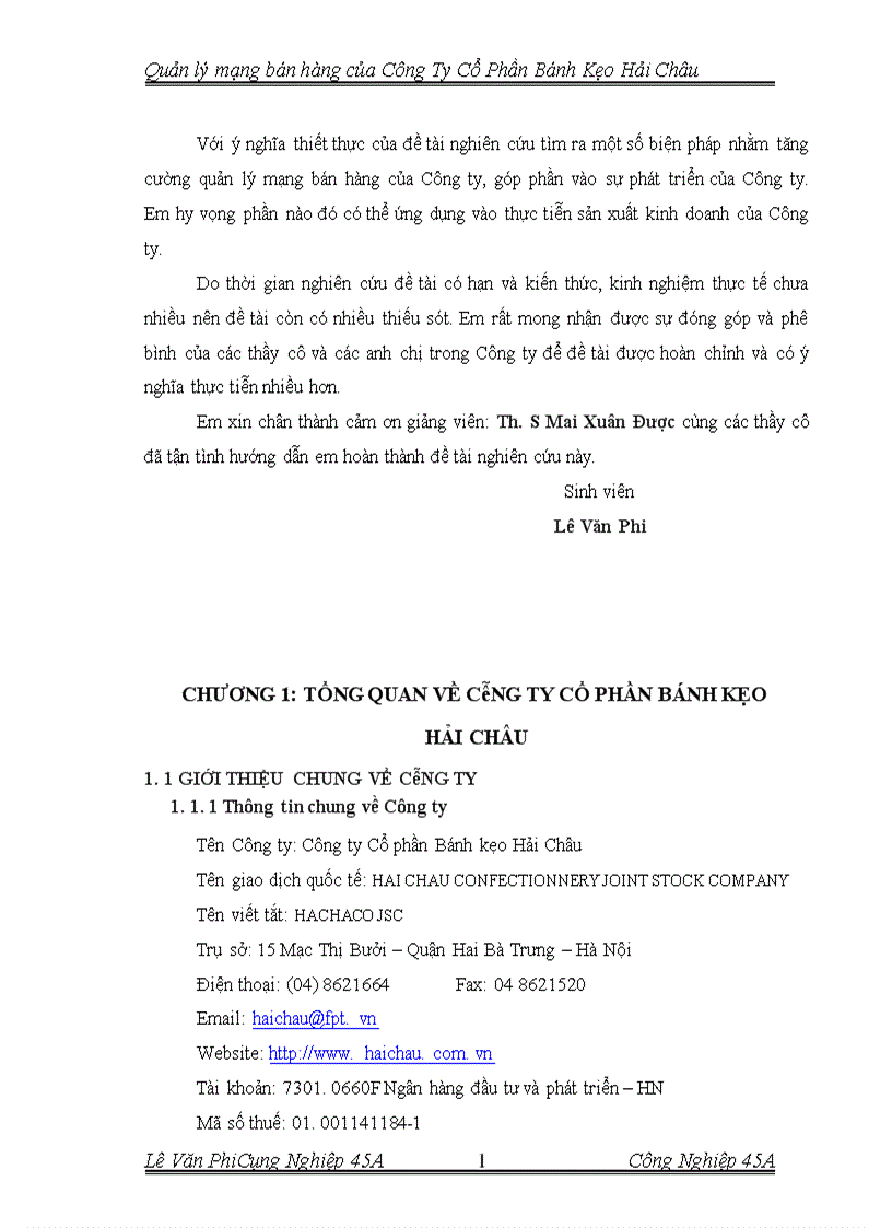 image for page Quản lý mạng bán hàng của Công Ty Cổ Phần bánh Kẹo Hải Châu