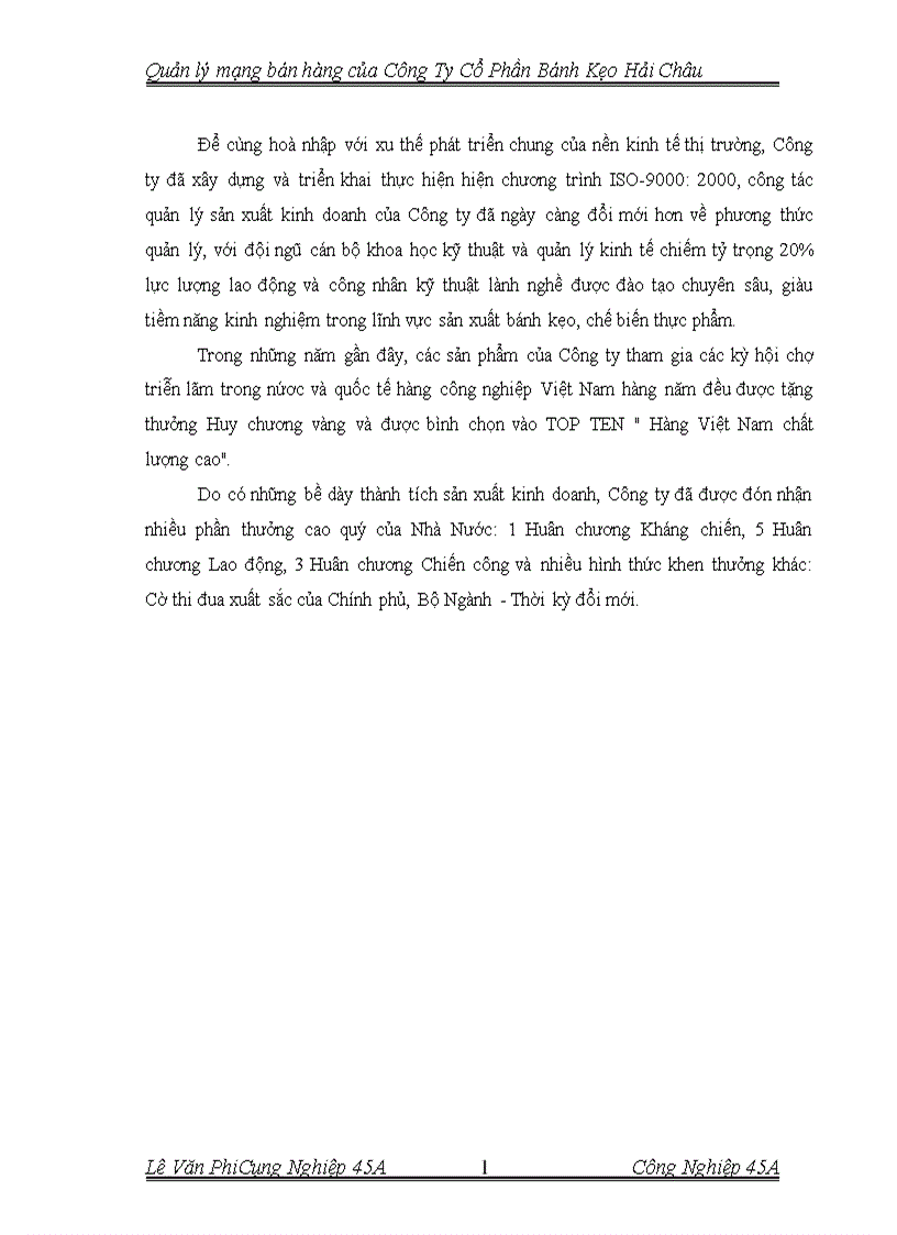 image for page Quản lý mạng bán hàng của Công Ty Cổ Phần bánh Kẹo Hải Châu