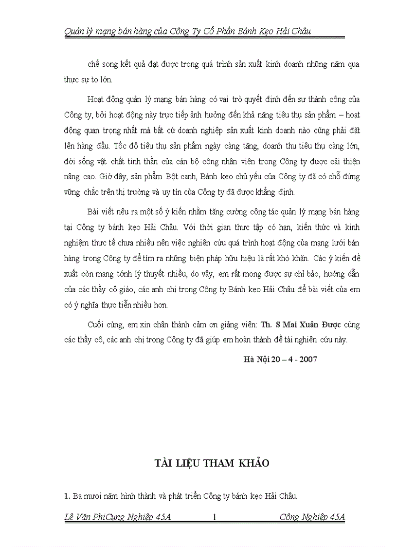 image for page Quản lý mạng bán hàng của Công Ty Cổ Phần bánh Kẹo Hải Châu